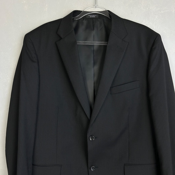 Jones New York Collection size 44L blazer 100% worsted wool black striped NEW - Picture 2 of 14